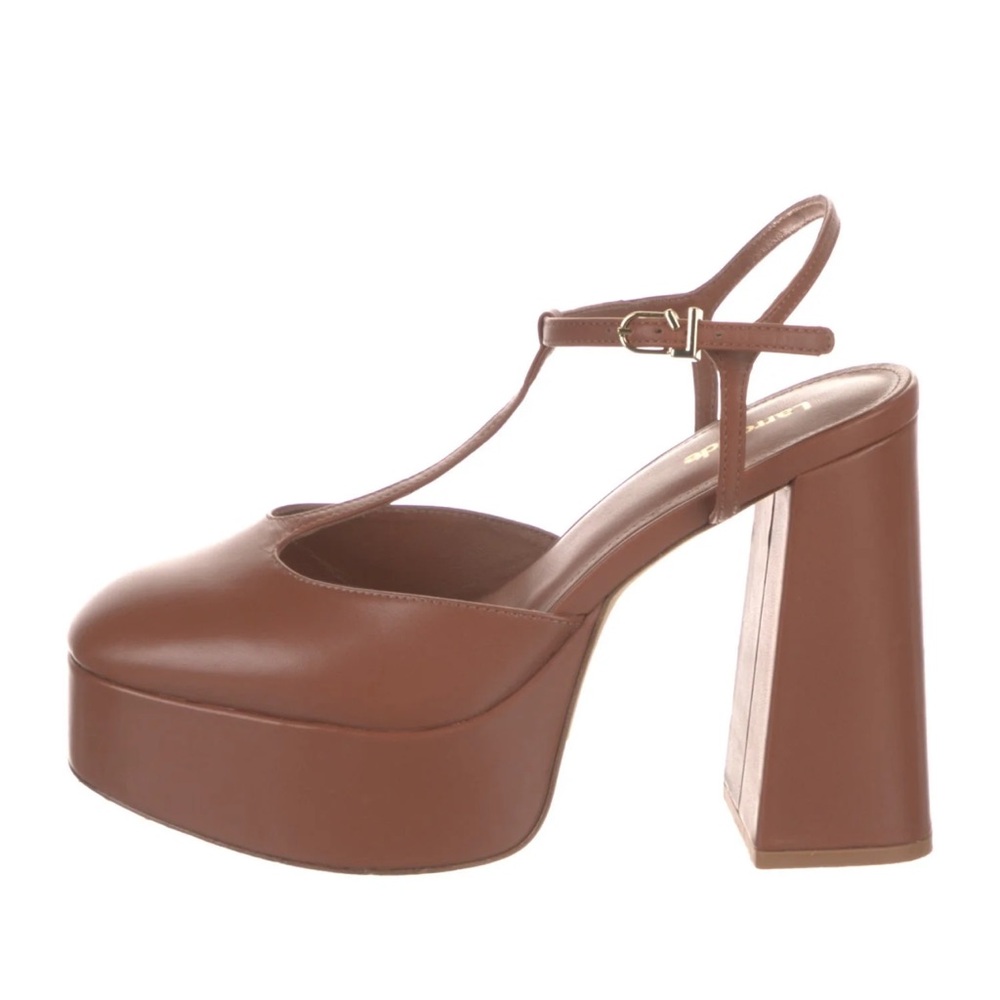 Larroude Leather T-Strap Pumps